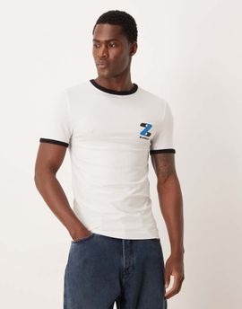 ASOS DESIGN ASOS DESIGN muscle fit ringer t-shirt with city chest graphic in white