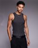 ASOS DESIGN ASOS DESIGN muscle square neck tank top in oil washed black rib - 1