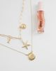 ASOS DESIGN ASOS DESIGN mutli-row necklace with sea life charms in gold tone-Multi - 2
