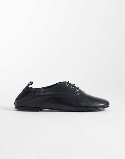 ASOS DESIGN ASOS DESIGN Myriad premium lace-up flat shoes in black leather