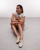 ASOS DESIGN ASOS DESIGN Myriad premium lace-up flat shoes in off-white leather - 1