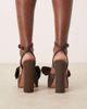 ASOS DESIGN ASOS DESIGN Nala oversized bow platform heel sandals in brown satin - 3