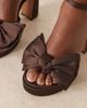 ASOS DESIGN ASOS DESIGN Nala oversized bow platform heel sandals in brown satin - 4