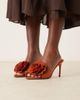 ASOS DESIGN ASOS DESIGN Naomi corsage detail high heel mules in rust-Copper - 1