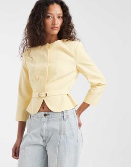 ASOS DESIGN ASOS DESIGN neat fit rounded shoulder blazer-Yellow