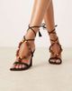 ASOS DESIGN ASOS DESIGN Nebula beaded tie leg high heeled sandals in black - 1