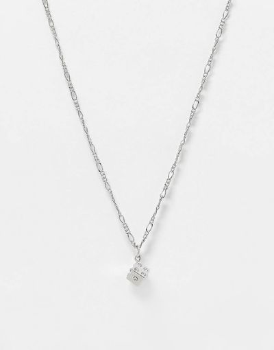 ASOS DESIGN ASOS DESIGN necklace with ditsy dice pendant in silver tone