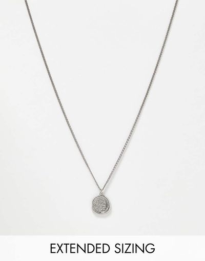 ASOS DESIGN ASOS DESIGN necklace with fleur de lis wax seal pendant in silver tone
