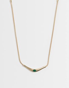 ASOS DESIGN ASOS DESIGN necklace with green stone setting in gold tone