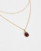 ASOS DESIGN ASOS DESIGN necklace with multi-row burgundy pendant in gold tone - 3