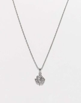 ASOS DESIGN ASOS DESIGN necklace with rose pendant in silver