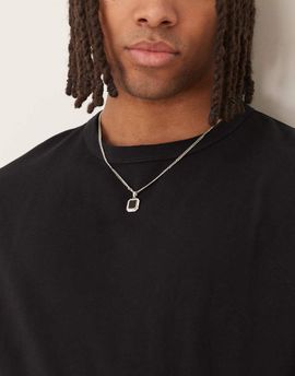 ASOS DESIGN ASOS DESIGN necklace with square black pendant in silver