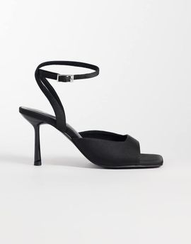 ASOS DESIGN ASOS DESIGN Nectarine barely there high heeled sandals in black satin