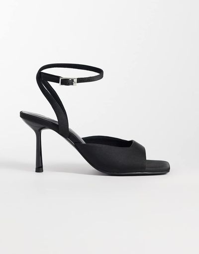 ASOS DESIGN ASOS DESIGN Nectarine barely there high heeled sandals in black satin