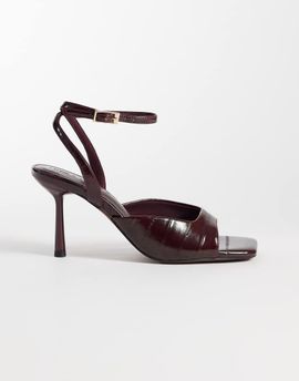 ASOS DESIGN ASOS DESIGN Nectarine barely there high heeled sandals in burgundy-RED