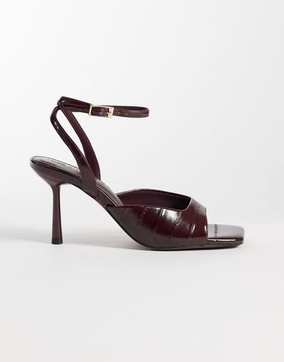 ASOS DESIGN ASOS DESIGN Nectarine barely there high heeled sandals in burgundy-RED