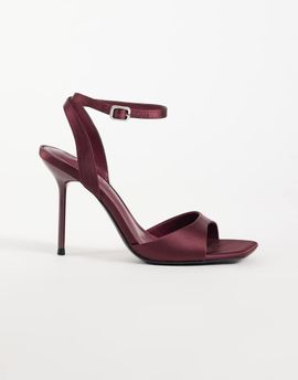 ASOS DESIGN ASOS DESIGN Nemi barely there heeled sandals in plum satin-PURPLE