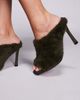 ASOS DESIGN ASOS DESIGN Nessa faux fur high heel mules in forest green - 4
