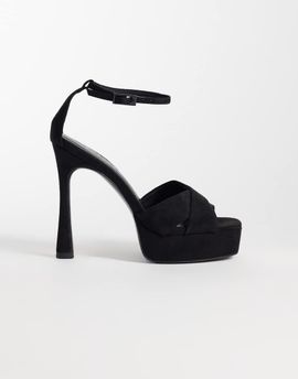ASOS DESIGN ASOS DESIGN Niche platform heeled sandals in black suedette