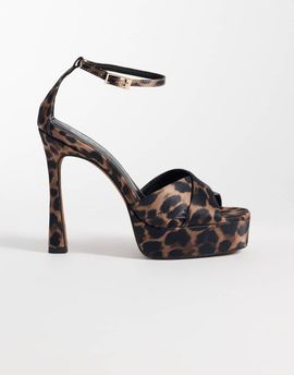 ASOS DESIGN ASOS DESIGN Niche platform heeled sandals in leopard satin-MULTI