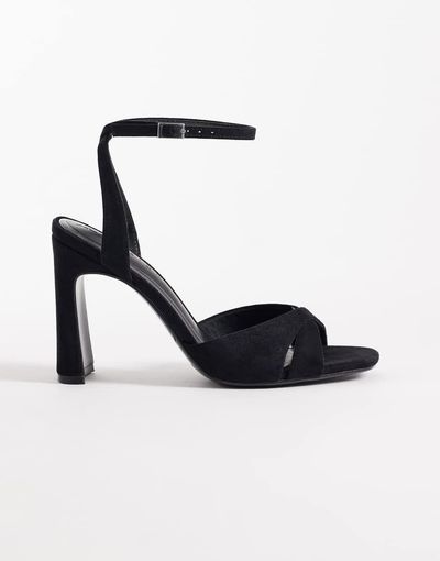 ASOS DESIGN ASOS DESIGN Nightcap cross strap detail barely there block heel sandals in black