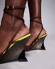 ASOS DESIGN ASOS DESIGN Nightshade electroplated sculpted wedge sandals in brown and neon yellow-Multi - 2