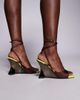 ASOS DESIGN ASOS DESIGN Nightshade electroplated sculpted wedge sandals in brown and neon yellow-Multi - 3