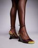 ASOS DESIGN ASOS DESIGN Nightshade electroplated sculpted wedge sandals in brown and neon yellow-Multi - 4
