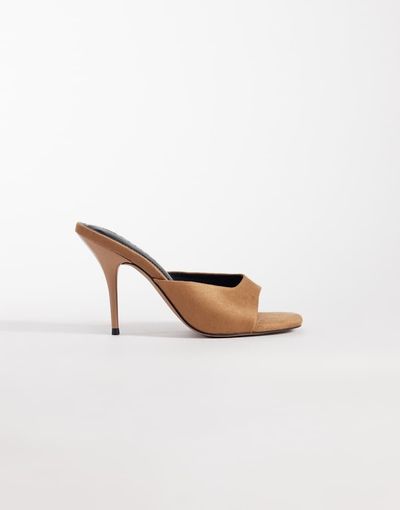 ASOS DESIGN ASOS DESIGN Nighty high heeled mules in taupe suedette-Neutral