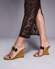 ASOS DESIGN ASOS DESIGN Nila circle trim detail high wedges in ochre-Green - 1