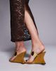 ASOS DESIGN ASOS DESIGN Nila circle trim detail high wedges in ochre-Green - 3