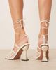 ASOS DESIGN ASOS DESIGN Nina woven tie leg high heel sandals in ecru-White - 4