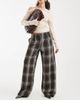 ASOS DESIGN ASOS DESIGN no waistband straight leg pants in brown check-Multi - 1