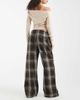 ASOS DESIGN ASOS DESIGN no waistband straight leg pants in brown check-Multi - 2