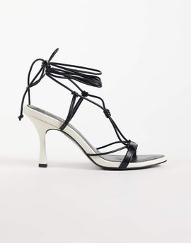 ASOS DESIGN ASOS DESIGN Noodle knotted tie leg heeled sandals in black and white-Multi