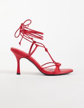 ASOS DESIGN ASOS DESIGN Noodle knotted tie leg heeled sandals in red