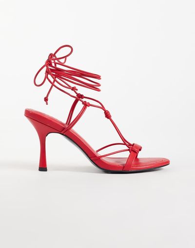 ASOS DESIGN ASOS DESIGN Noodle knotted tie leg heeled sandals in red