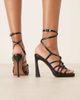 ASOS DESIGN ASOS DESIGN Note knotted detail caged high heel sandals in black - 4