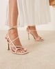 ASOS DESIGN ASOS DESIGN Nutty caged high heeled sandals in natural linen-Neutral - 1