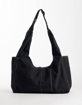 ASOS DESIGN ASOS DESIGN nylon cross-body bag with contrast stitching in black