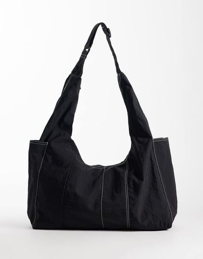 ASOS DESIGN ASOS DESIGN nylon cross-body bag with contrast stitching in black