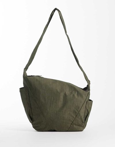 ASOS DESIGN ASOS DESIGN nylon crossbody bag in olive green-Gray