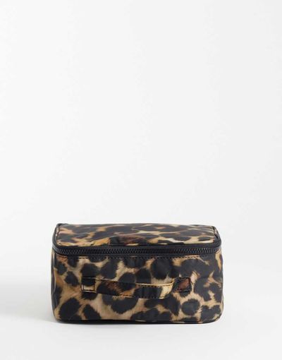 ASOS DESIGN ASOS DESIGN nylon medium vanity bag in leopard print-Brown