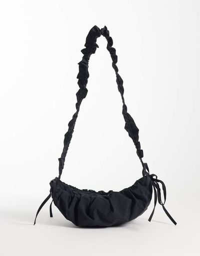 ASOS DESIGN ASOS DESIGN nylon ruched adjustable crossbody shoulder bag in black