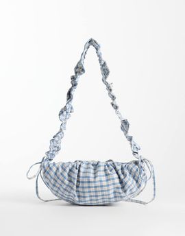 ASOS DESIGN ASOS DESIGN nylon ruched adjustable crossbody shoulder bag in blue plaid-Multi