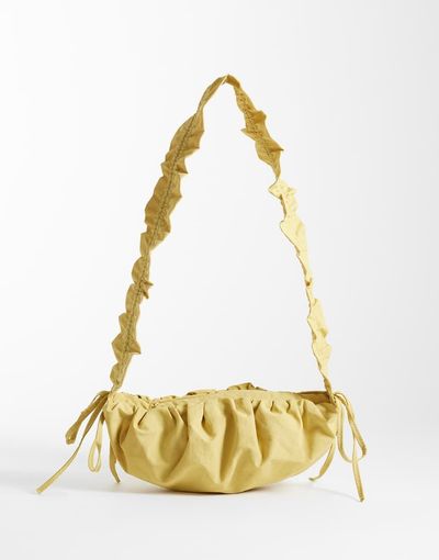 ASOS DESIGN ASOS DESIGN nylon ruched adjustable crossbody shoulder bag in buttermilk-Yellow