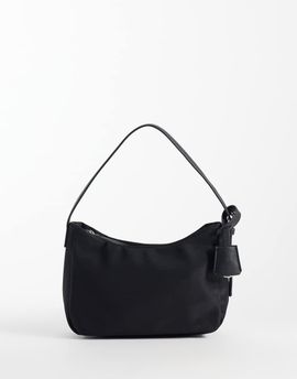 ASOS DESIGN ASOS DESIGN nylon shoulder bag with detachable key charm in black