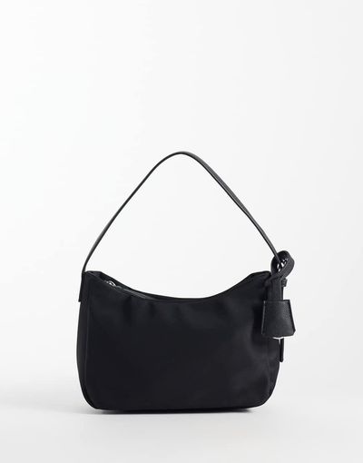 ASOS DESIGN ASOS DESIGN nylon shoulder bag with detachable key charm in black