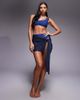 ASOS DESIGN ASOS DESIGN Oceana knit sequin beach sarong with molten hardware-Navy - 1