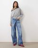 ASOS DESIGN ASOS DESIGN off- shoulder long sleeve t-shirt in gray and black stripes-Multi - 2